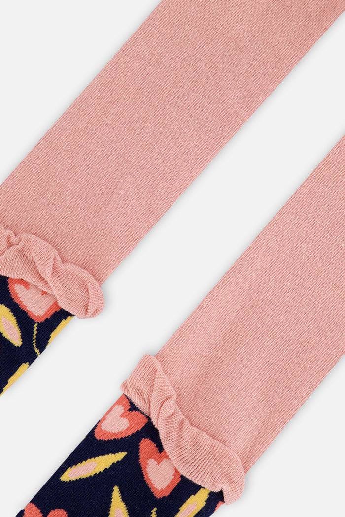 Tights Pale Dusty Pink And Navy-4