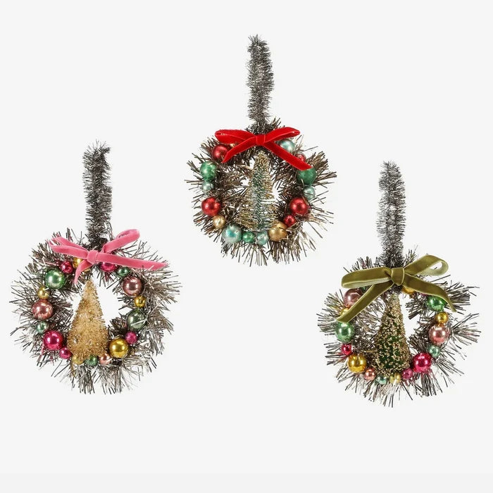 Tinsel Wreath Ornament (Assorted)