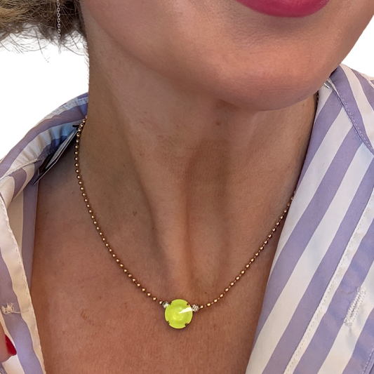 TOVA Jojo Crystal Necklace: Electric Yellow