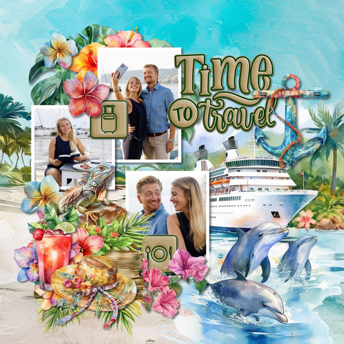 Quickly and easily add a playful page title to all your travel pages with these embroidered patches by Lucky Girl Creative digital art for digital scrapbooking with fun vacation quotes and modern icons. Icons include airplane, plane, car, auto, automobile, bike, bicycle, ship, cruise ship, boat, bus, tour bus, camera, coffee, tea, directional sign, food, place setting, world, hot air balloon, location marker, train, railway, money, passport, suitcase, luggage, taxi, clock, time, wifi, internet, and wine.