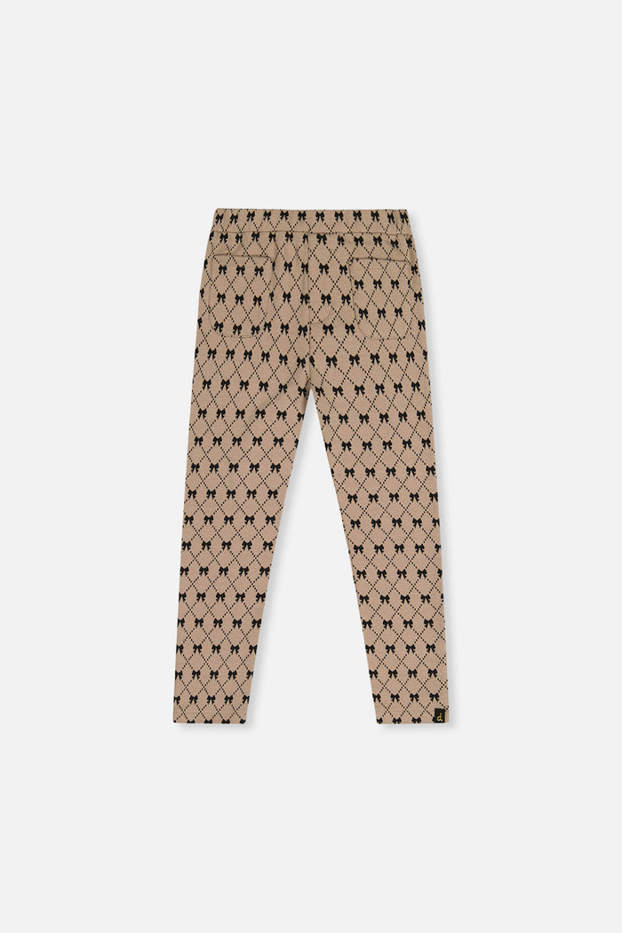 Treggings Beige Bow Tie Print-0