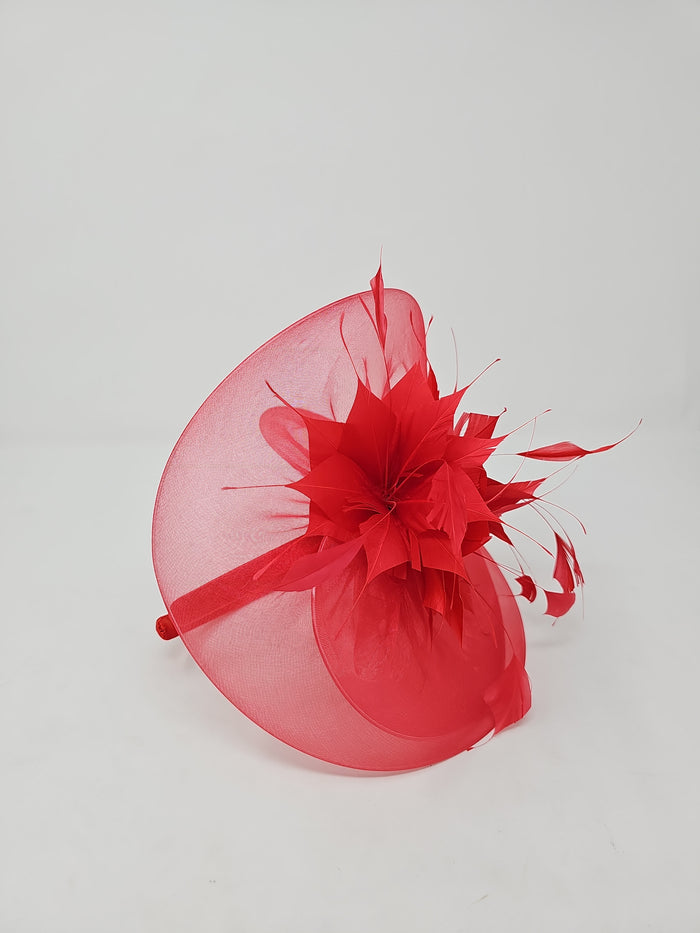 Tulip Red Organza Halo Fascinator