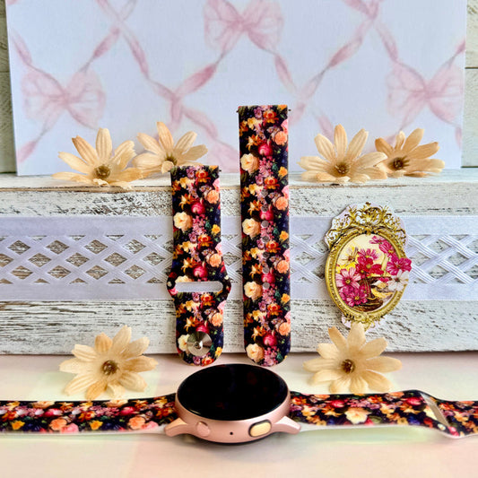 Twilight Bouquet Print Silicone Band For Samsung Watch