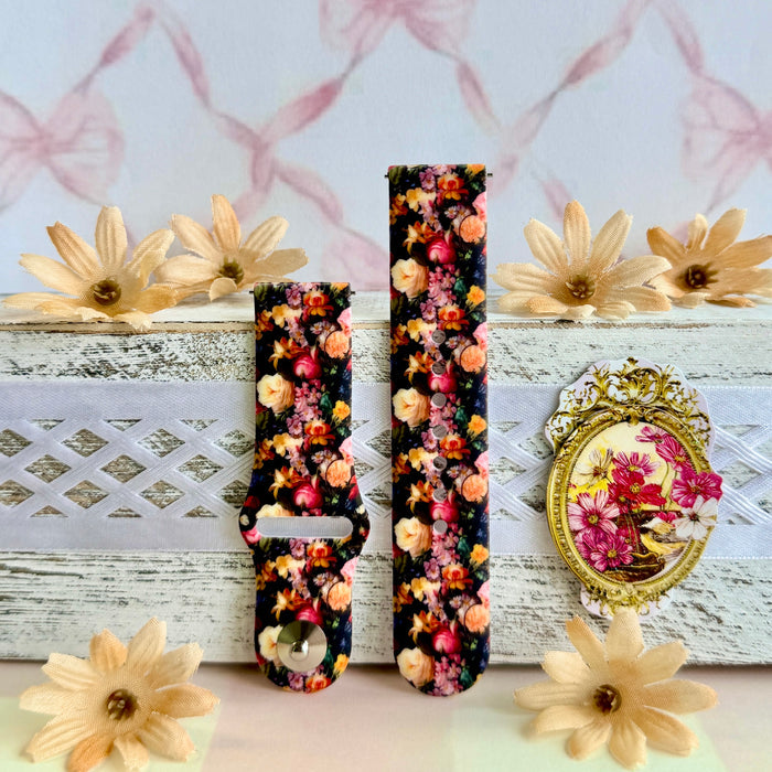 Twilight Bouquet Print Silicone Band For Samsung Watch