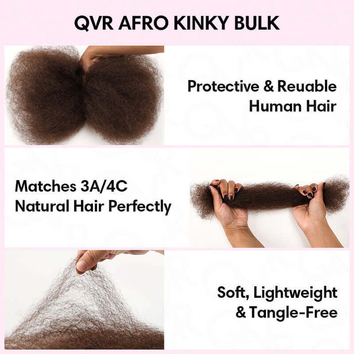 US Only|QVR #4 Afro kinky Bulk Human Hair