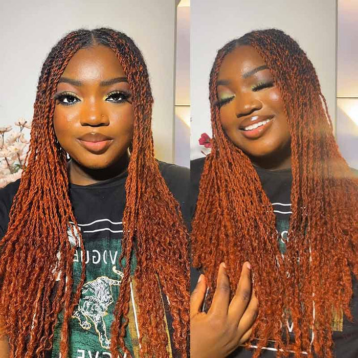 dark orange Afro kinky bulk human hair extensions