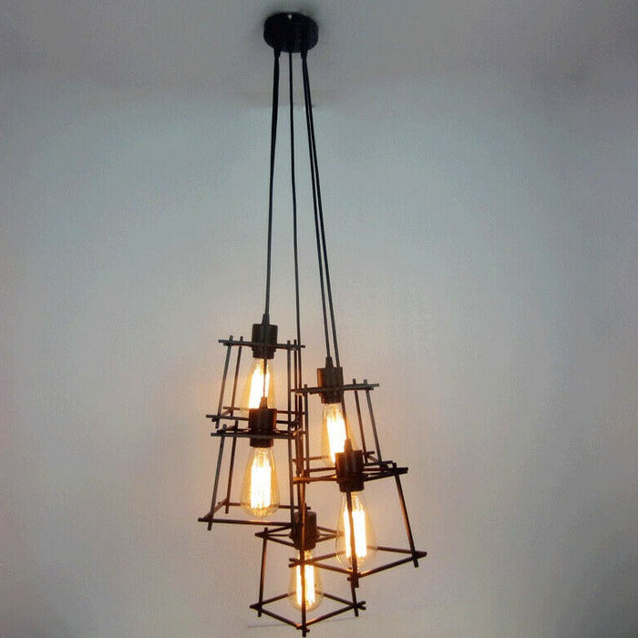 Vintage Industrial Retro Ceiling Light Cage Loft Chandelier Pendant Light Lamp~2143