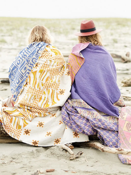 Vintage Kantha Blanket Quilt-view 1