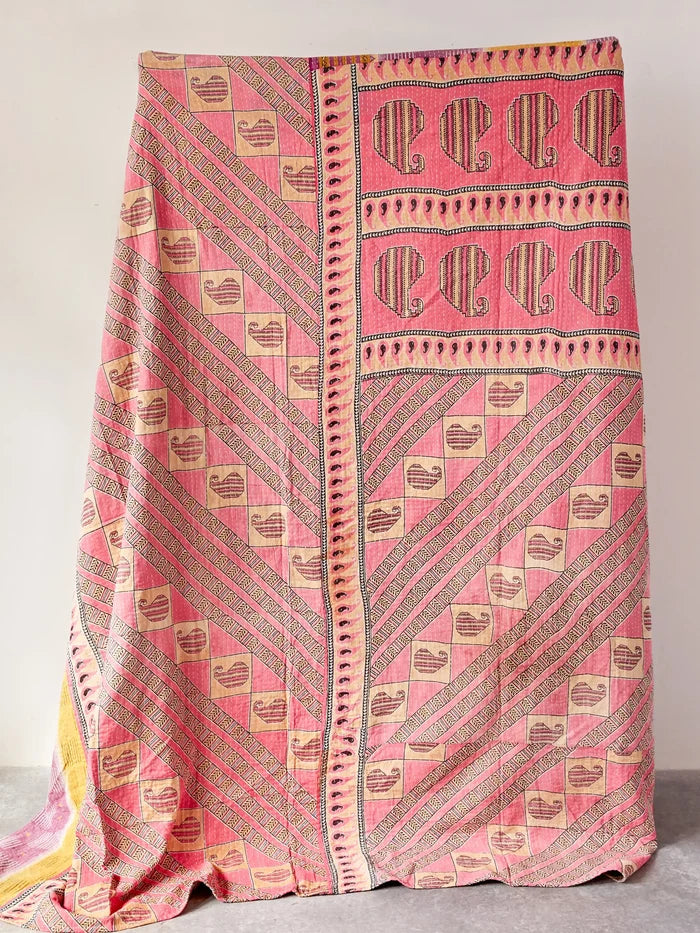 Vintage Kantha Blanket Quilt-view 3