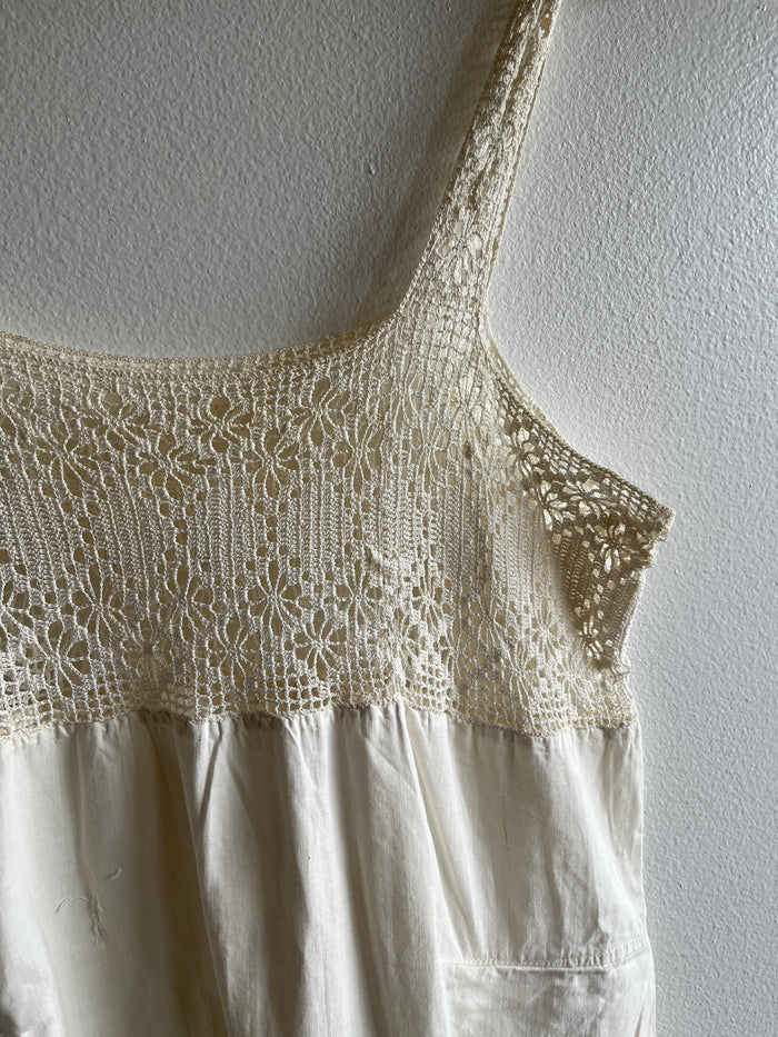 Vintage Linen and Crochet Dress - La Lovely Vintage