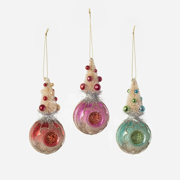 Vintage Reflector Ornament with Tree