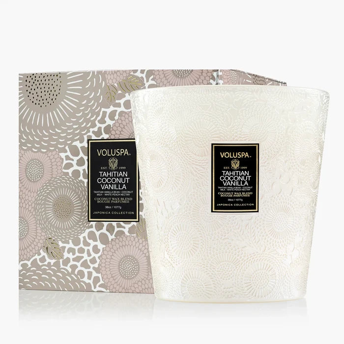 Voluspa Tahitian Coconut Vanilla 3 Wick Hearth Candle