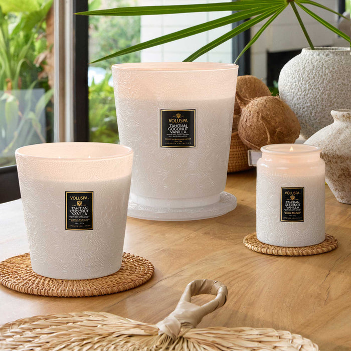 Voluspa Tahitian Coconut Vanilla 3 Wick Hearth Candle