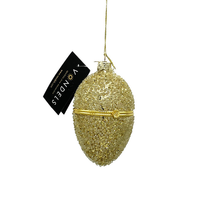 Vondels ornament glass Egg - gold and diamonds H11cm