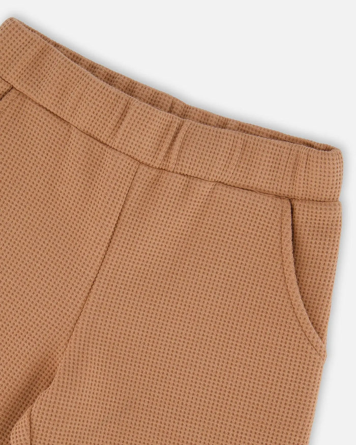 Waffle Flare Leg Pants Caramel Brown | Deux par Deux | Jenni Kidz