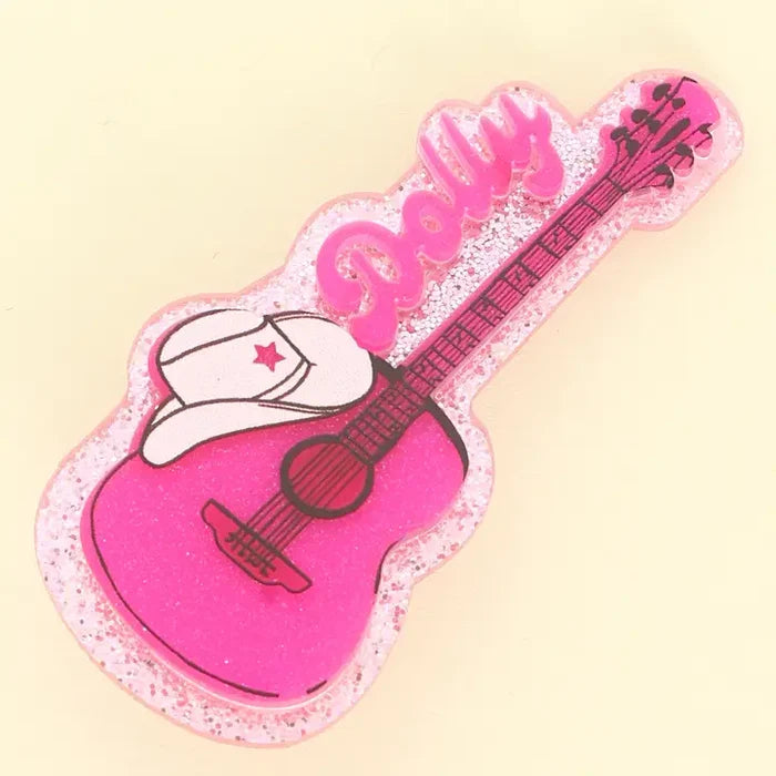 Western Dolly Guitar Alligator Hair Clip