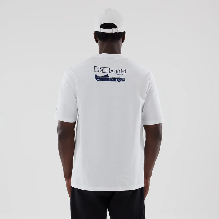 The model is wearing this Atlassian Williams F1 Team Japan 1996 World Champions Oversized T-Shirt in white. 2