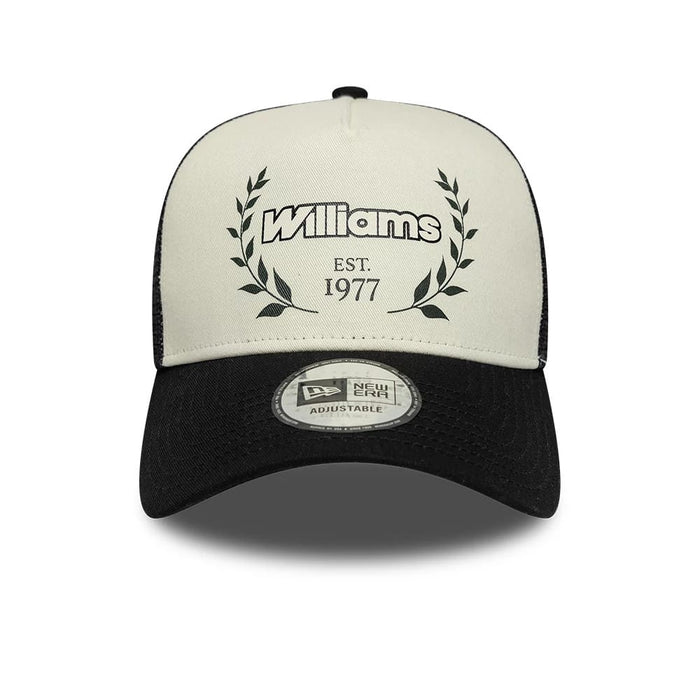 Pictured is this Traditional Atlassian Williams F1 Team 9FORTY A-Frame Trucker cap in black. 2