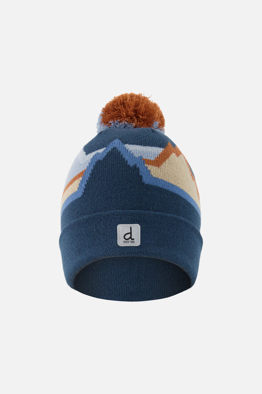 Winter Knit Hat With Pompom Blue Mountain Jacquard-0