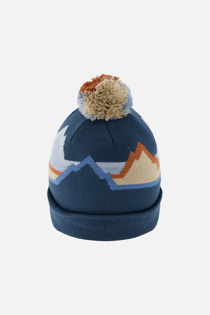 Winter Knit Hat With Pompom Blue Mountain Jacquard-3
