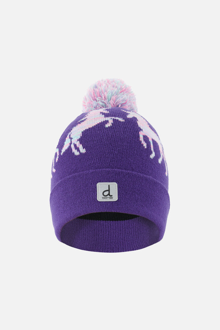 Winter Knit Hat With Pompom Purple And Blue-0