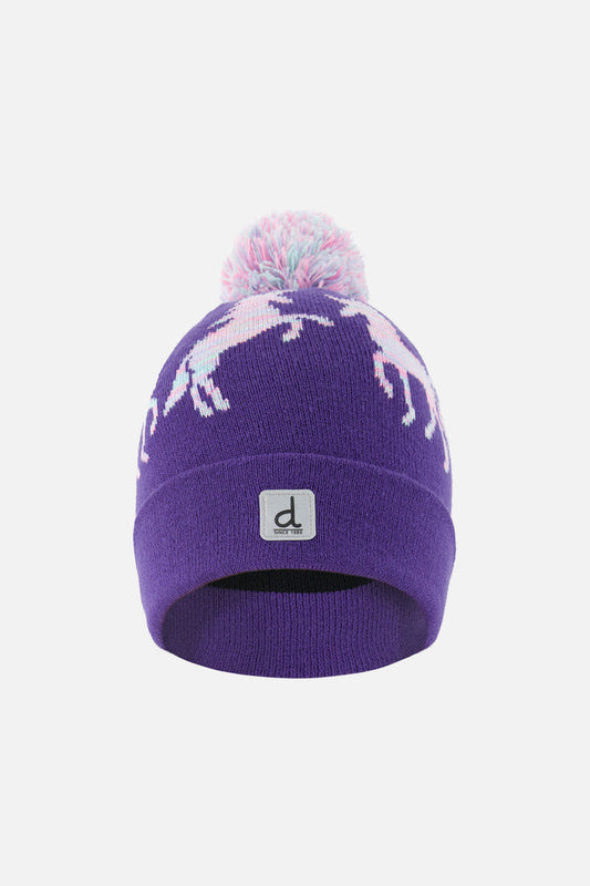 Winter Knit Hat With Pompom Purple And Blue-0