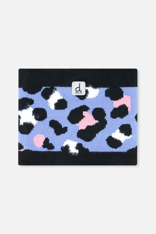Winter Knit Neckwarmer Blue Leopard Print-0