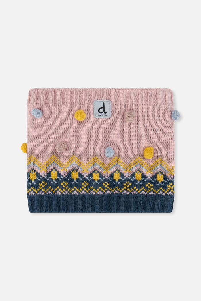 Winter Knit Neckwarmer Pink And Blue Jacquard-0