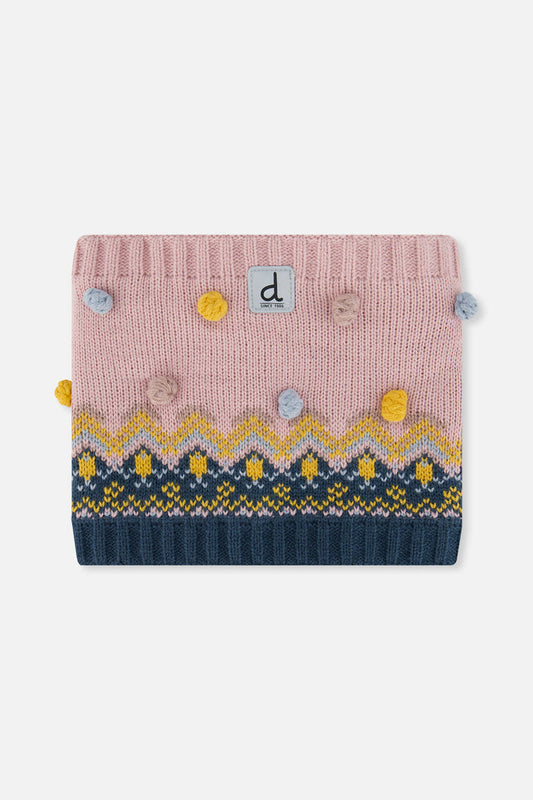 Winter Knit Neckwarmer Pink And Blue Jacquard-0