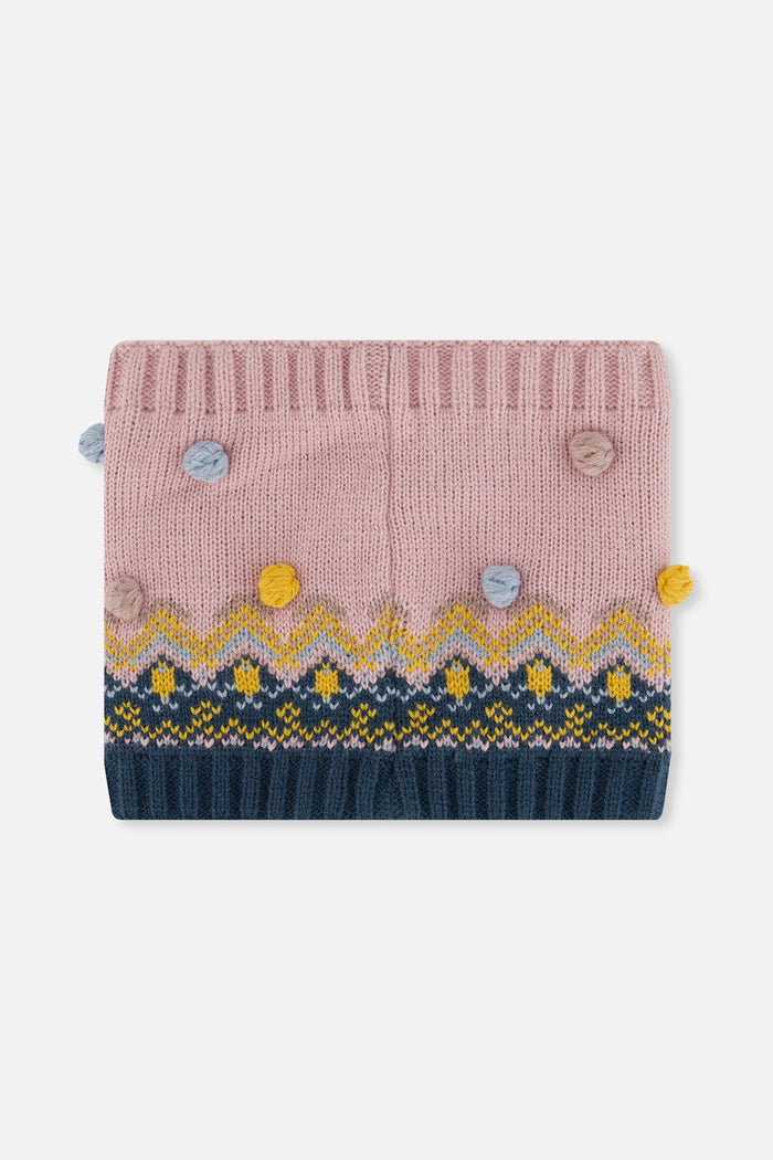 Winter Knit Neckwarmer Pink And Blue Jacquard-2