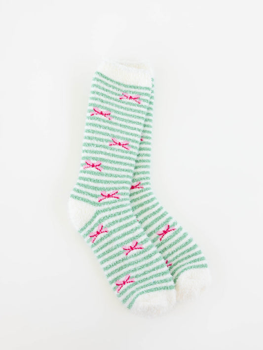 World's Softest Holiday Bow Cozy Crew Socks