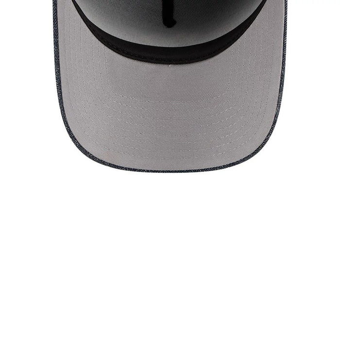 Pictured is this MLB Quickstrike Herringbone Denim New York Yankees 59FORTY A-Frame Fitted cap in navy. 2