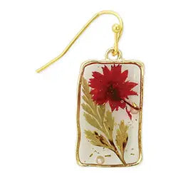 ZAD Cottage Red Dried Flower Rectangle Earrings
