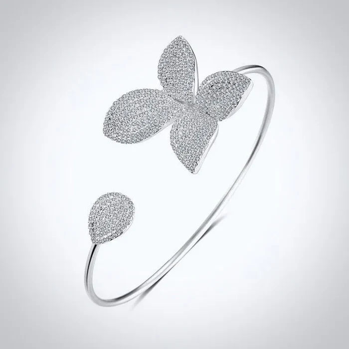 Wedding Jewelry - Cubic Zirconia Bridal Bangle Bracelet - Available in Silver and Yellow Gold