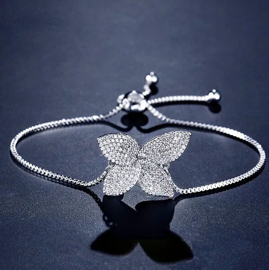 Wedding Jewelry - CZ Adjustable Bridal Bracelet - Available in Silver, Rose Gold and Yellow Gold