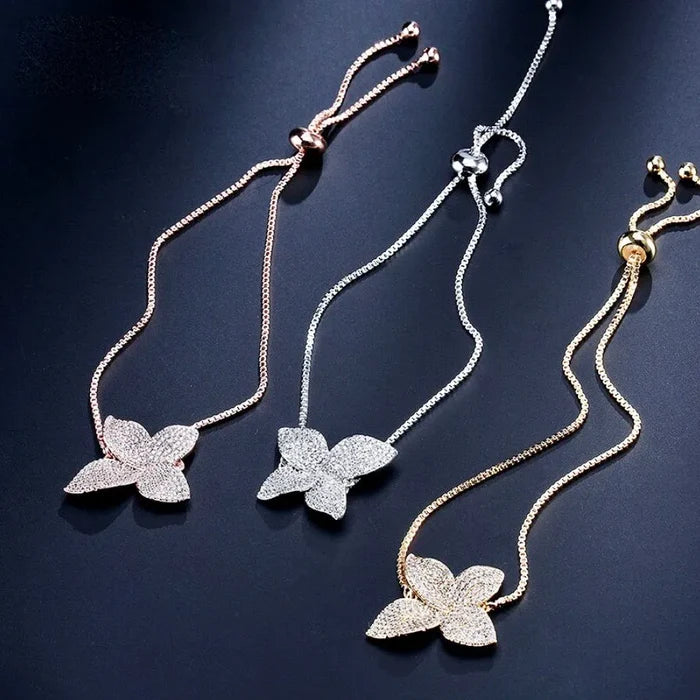 Wedding Jewelry - CZ Adjustable Bridal Bracelet - Available in Silver, Rose Gold and Yellow Gold